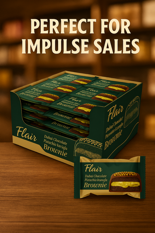 Flair Dubai Chocolate Pistachio Kunafa Brownie - 50gm (Box of 12)