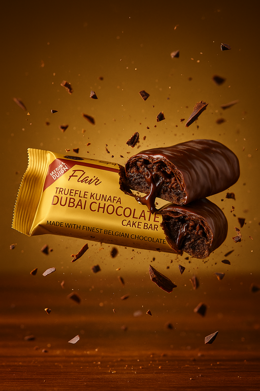 Flair Dubai Truffle Kunafa Chocolate Cake Bar - 12pcs Box (660gm)