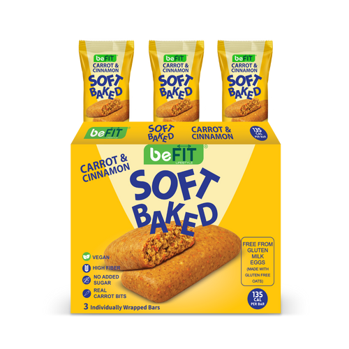 beFIT Soft-Baked Bars Carrot & Cinnamon - 3pcs Box (105gm)