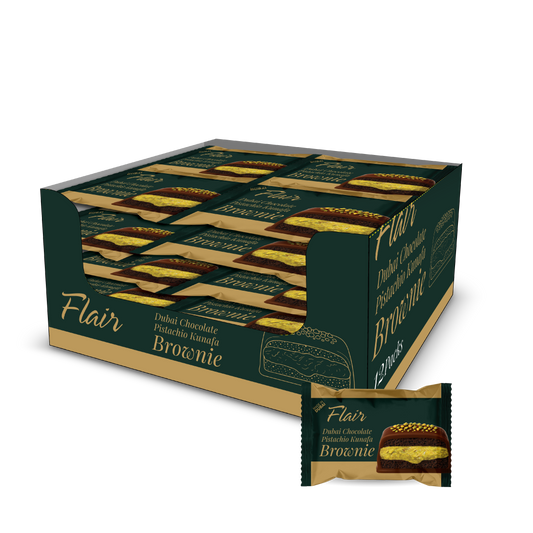Flair Dubai Chocolate Pistachio Kunafa Brownie - 50gm (Box of 12)