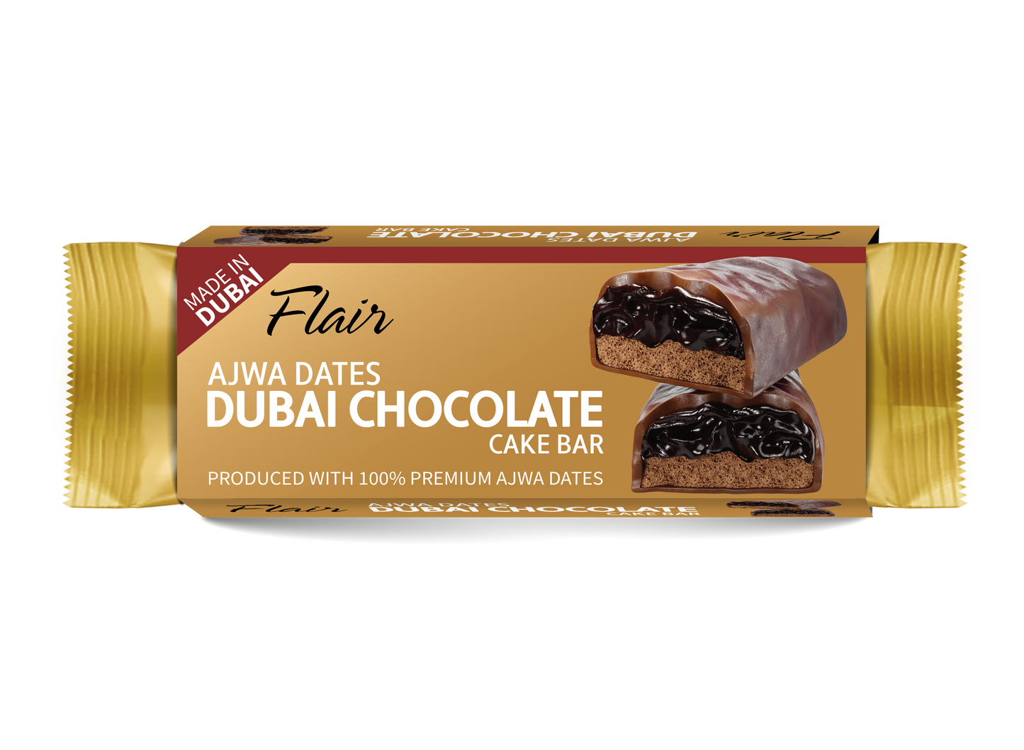 Flair Dubai Ajwa Dates Chocolate Cake Bar - 12pcs Box (660gm)