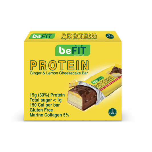 beFIT Protein Cake Bar Ginger & Lemon Cheesecake - 3pcs Box (135gm)
