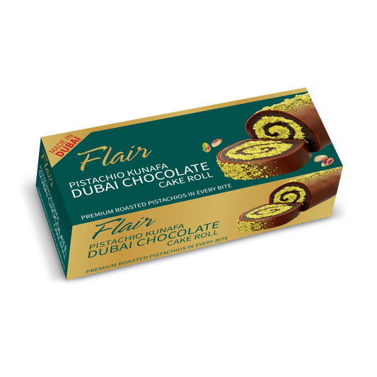 Flair Pistachio Kunafa Dubai Chocolate Cake Roll 12pcs - 1.98kg
