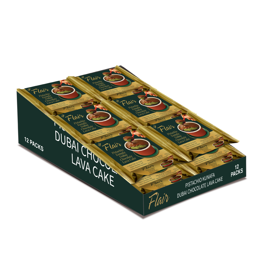 Flair Dubai Pistachio Kunafa Chocolate Lava Cake - 12pcs Pack (720gm)