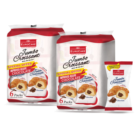Eurocake Chocolate Jumbo Croissant pack of 6 x 2 bundle