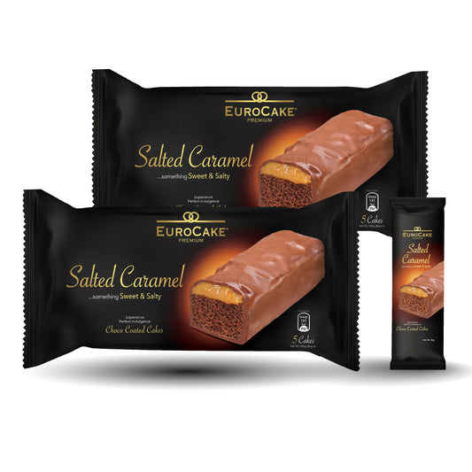 Eurocake Choco Coated Cake - Salted Caramel-Pack of 5 x 2 (Twin pack)